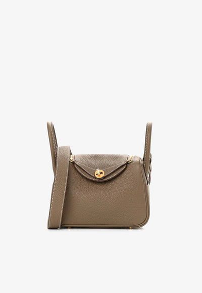 Hermès Mini Lindy 20 in Etoupe Taurillon Clemence with Gold Hardware bag