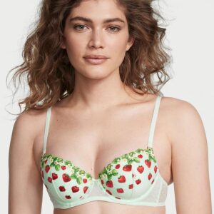 Victoria's Secret Strawberry Embroidery Lightly Lined Demi Bra