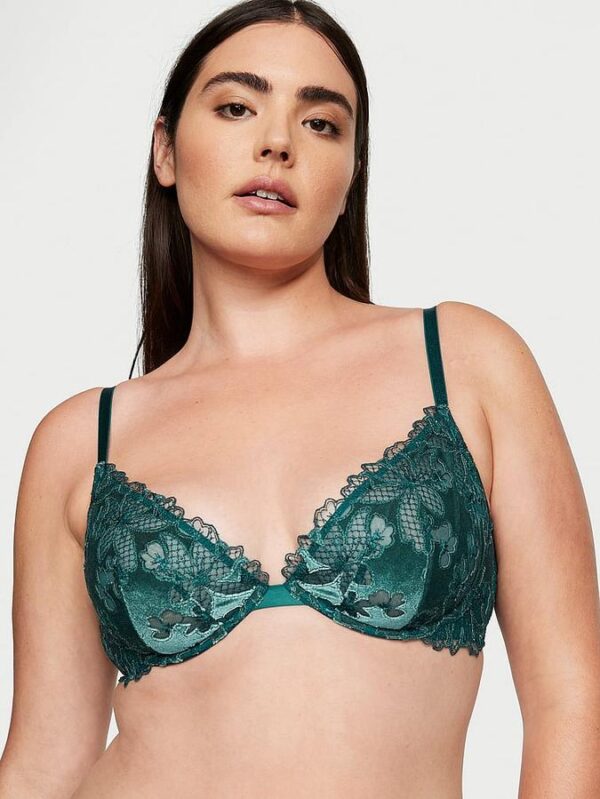 Victoria's Secret Velvet Ziggy Floral Embroidery Low-Cut Demi Bra