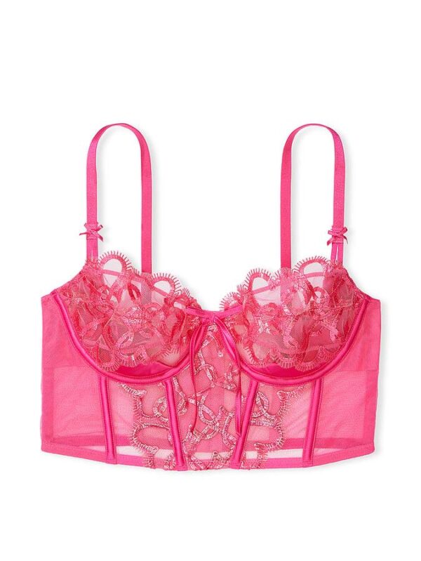 Victoria's Secret Wicked Shimmer Heart Embroidery Open-Cup Corset Top - Image 3