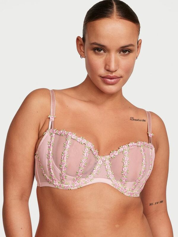 Victoria's Secret Wicked Caged Rosebud Embroidery Unlined Balconette Bra