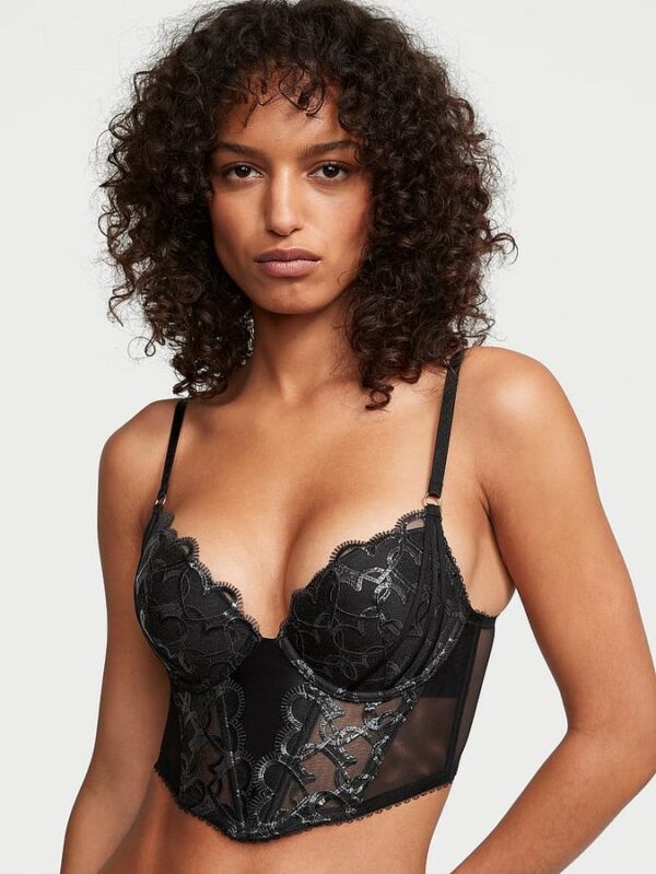 Victoria's Secret Shimmer Heart Embroidery Push-Up Corset Top - Image 3