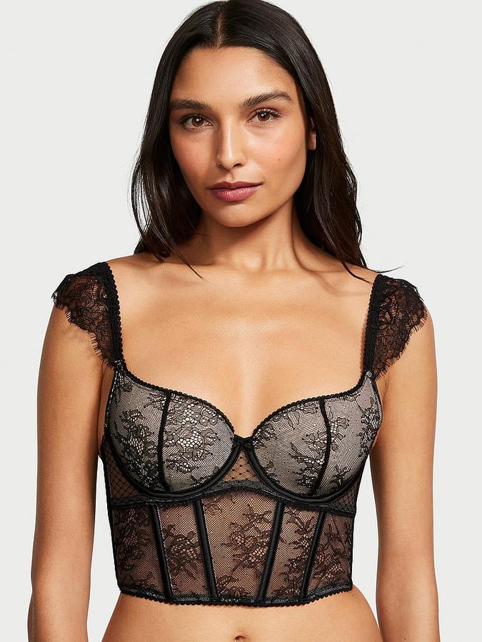 Victoria's Secret Lace Cap-Sleeve Corset Top