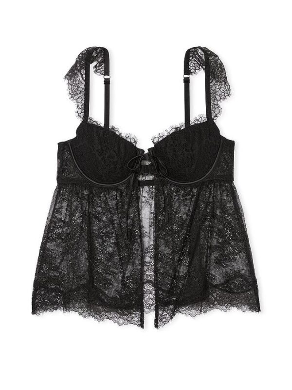 Victoria's Secret Wicked Unlined Lace Cap-Sleeve Tie-Front Corset Top - Image 3