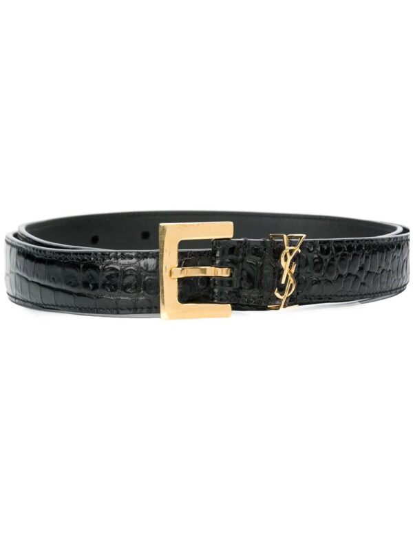Saint Laurent  Monogram crocodile-embossed belt