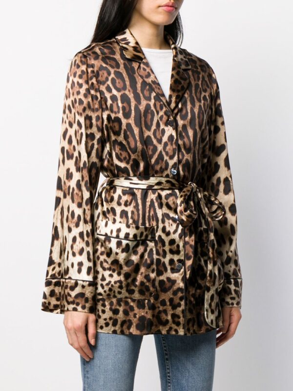 Dolce & Gabbana  leopard-print satin pajama shirt - Image 3