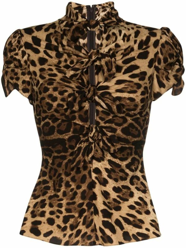 Dolce & Gabbana  knotted leopard-print shirt