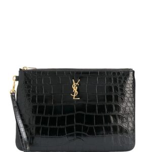 Saint Laurent  crocodile-embossed tablet-holder pouch bag