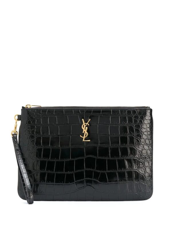 Saint Laurent  crocodile-embossed tablet-holder pouch bag