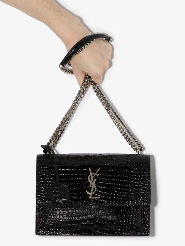 Saint Laurent Sunset croc-effect shoulder bag - Image 3