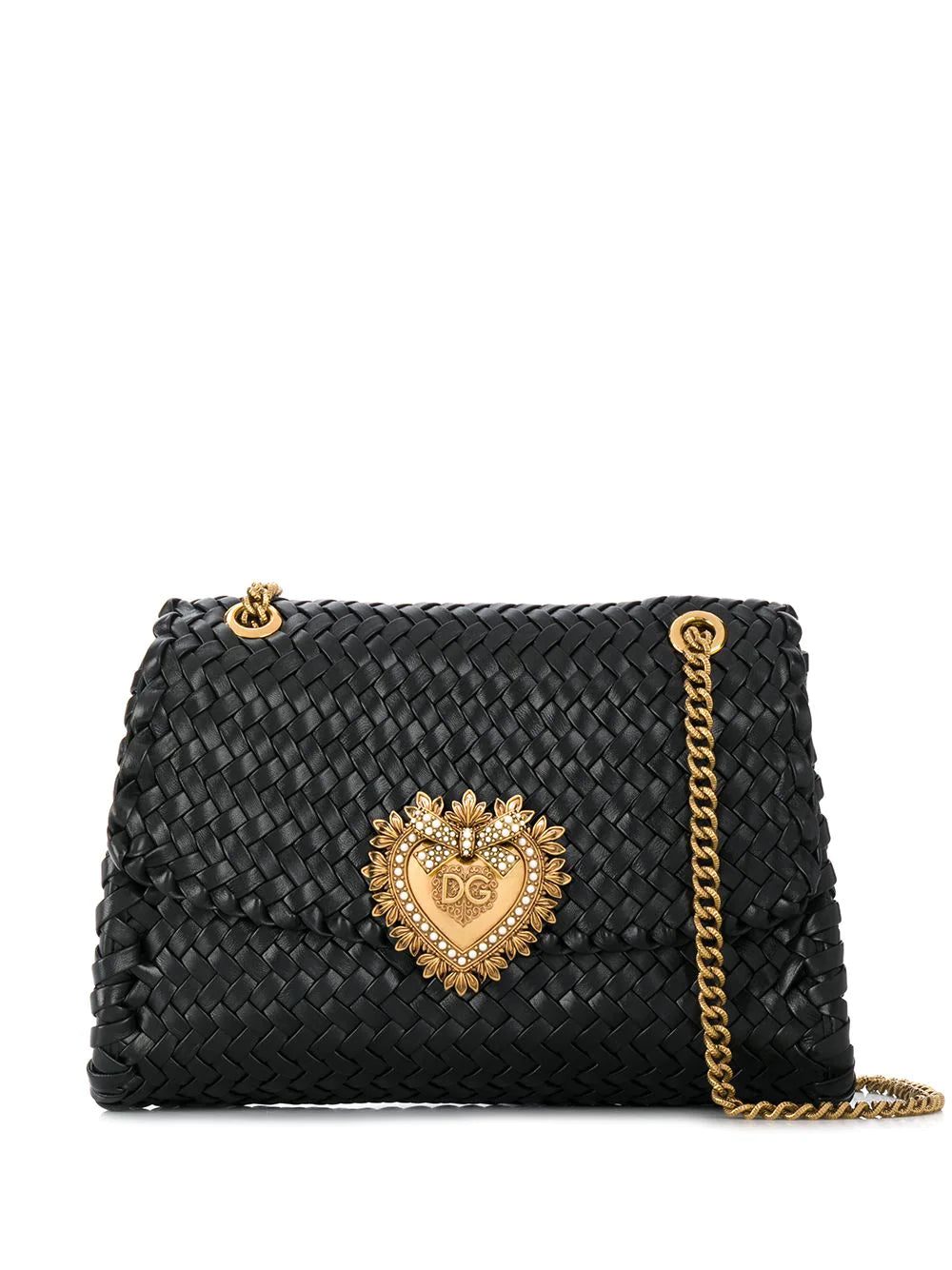 Dolce & gabbana logo-plaque woven shoulder bag