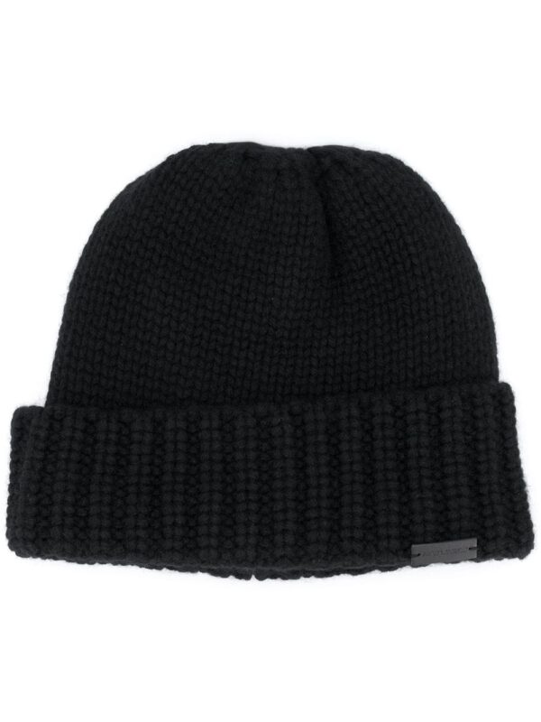 Saint Laurent logo plaque cashmere beanie