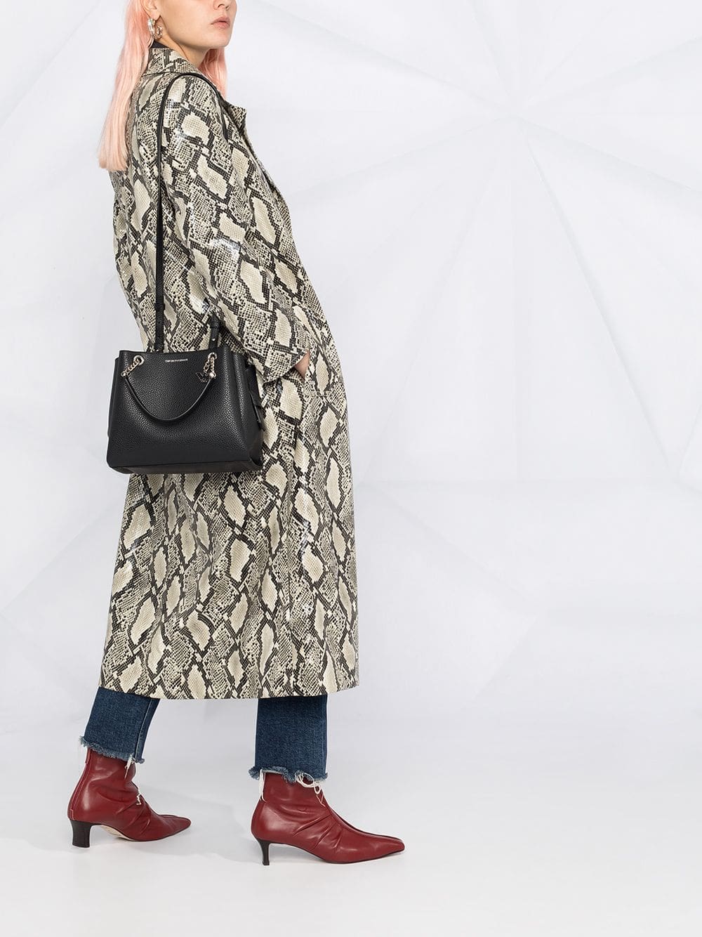 Emporio Armani pebbled effect chain strap tote bag - Image 2