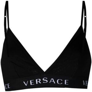 Versace logo-band soft triangle bra