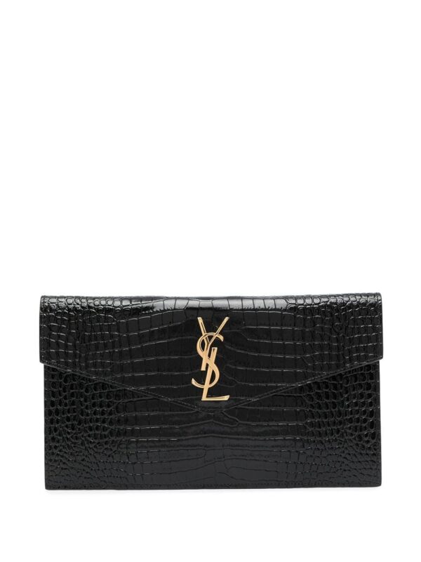 Saint Laurent Uptown crocodile-embossed pouch