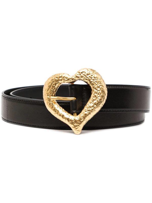 Saint Laurent  grained heart-buckle leather belt