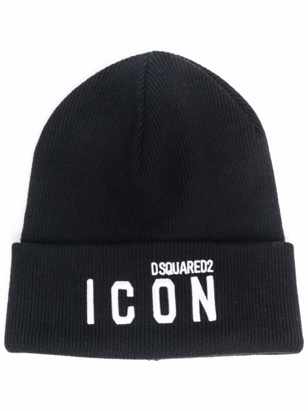 DSQUARED2 Icon logo-embroidered knitted beanie