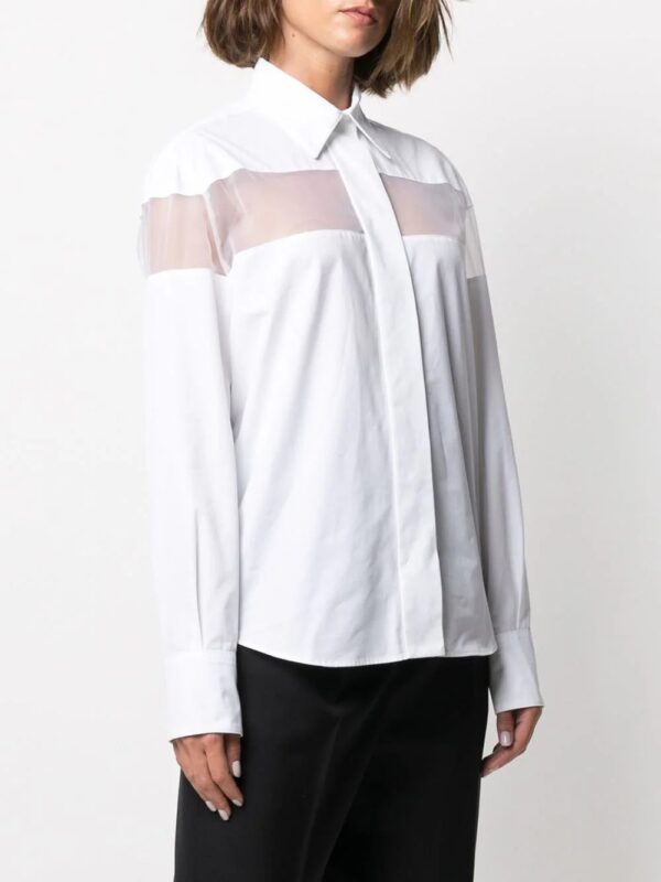 Valentino Garavani  sheer-panel long-sleeve shirt - Image 3