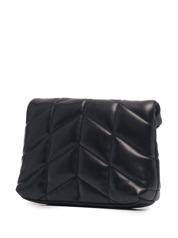 Saint Laurent  Black Logo Plaque Quilted Clutch - Image 5