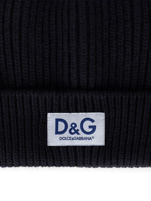 Dolce & Gabbana logo-patch ribbed-knit beanie - Image 2