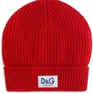 Dolce & Gabbana logo-patch ribbed-knit beanie