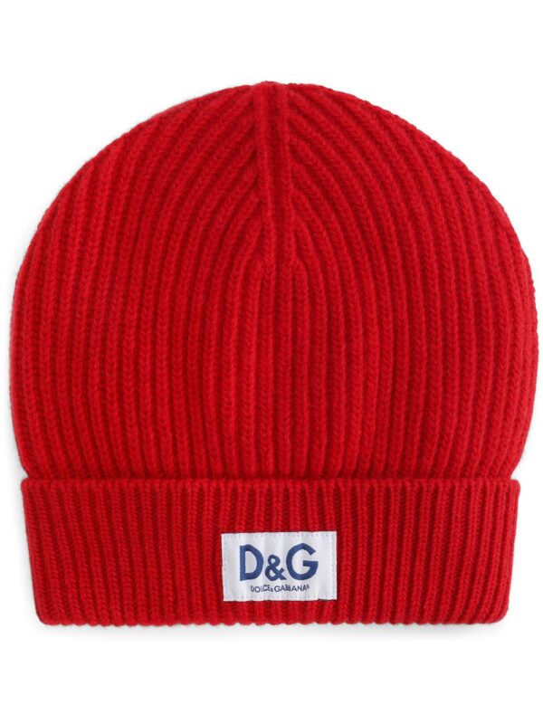 Dolce & Gabbana logo-patch ribbed-knit beanie