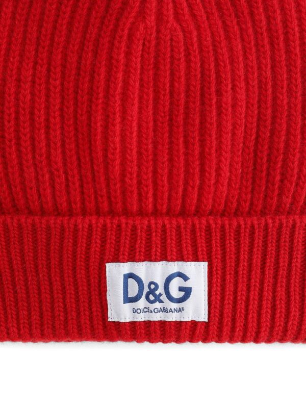 Dolce & Gabbana logo-patch ribbed-knit beanie - Image 2