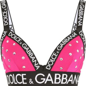 Dolce & Gabbana sequin embellished logo trim bra top