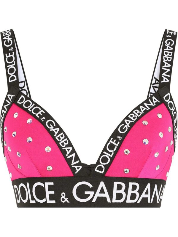 Dolce & Gabbana  sequin embellished logo trim bra top