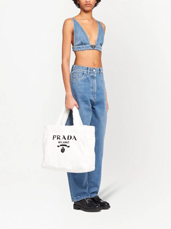 Prada  logo-print terry-cloth tote bag - Image 2