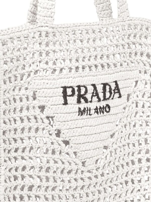 Prada logo-print raffia tote bag - Image 4