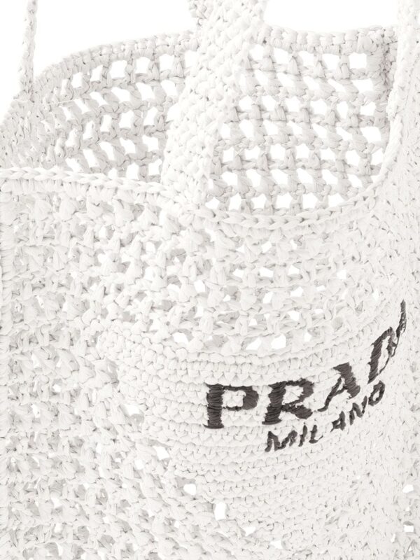Prada logo-print raffia tote bag - Image 5