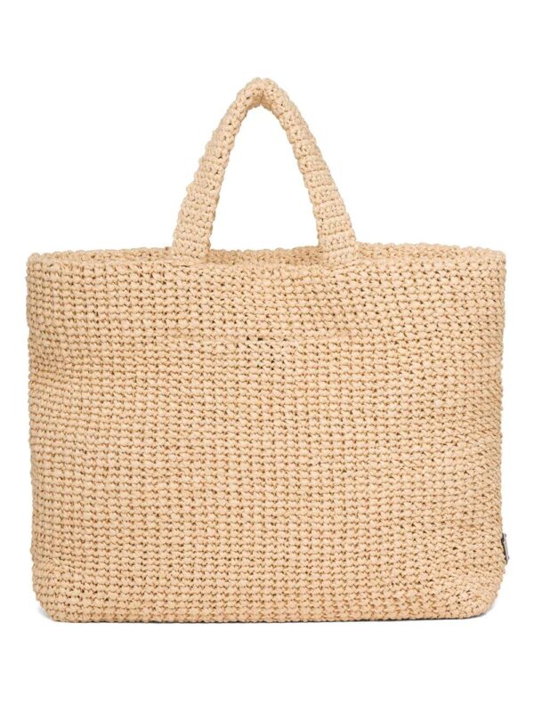 Prada  logo-embroidered raffia tote bag - Image 3