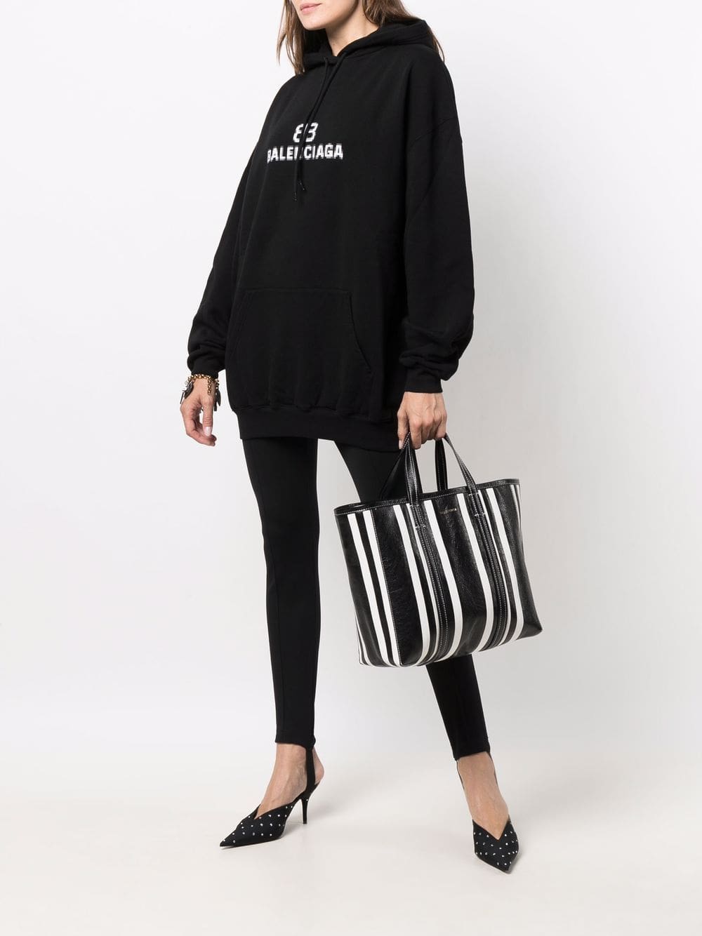 Balenciaga large Barbes East-West striped shopper tote - Image 2