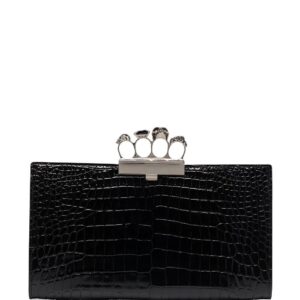 Alexander McQueen  crocodile-embossed knuckleduster clutch
