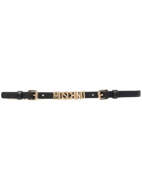 Moschino  logo-plaque leather belt