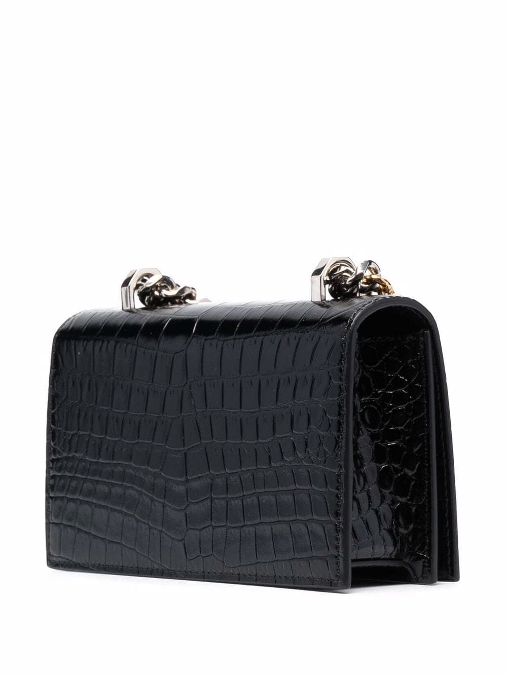 Alexander McQueen skull-embroidered crocodile-effect crossbody bag - Image 3