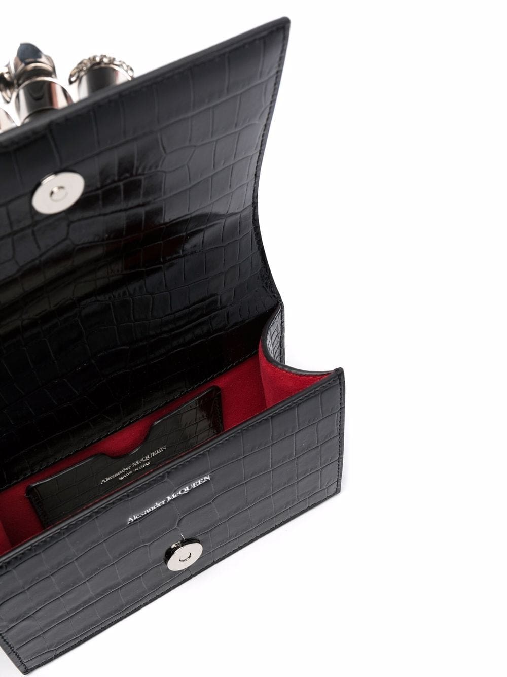 Alexander McQueen skull-embroidered crocodile-effect crossbody bag - Image 5