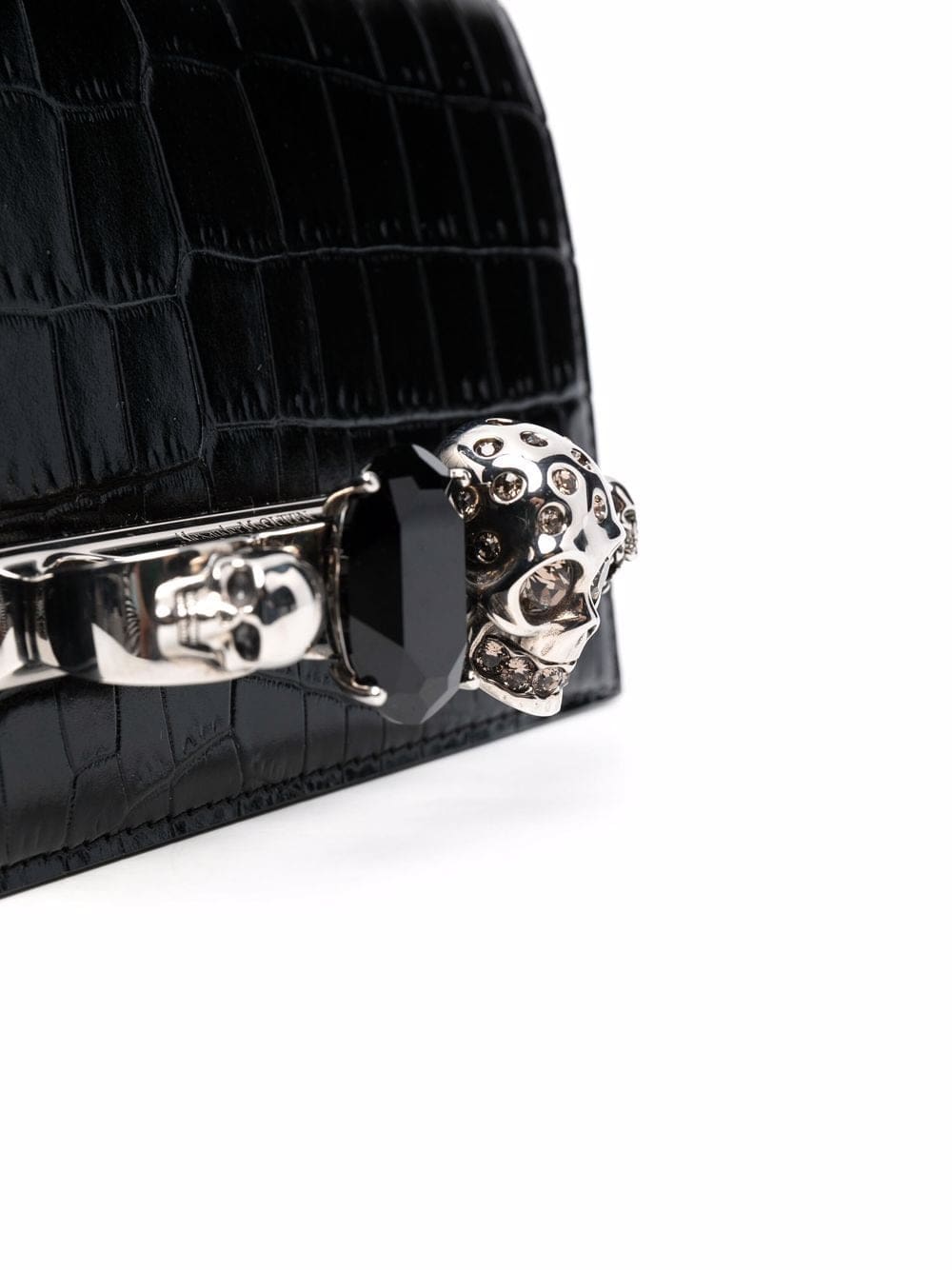 Alexander McQueen skull-embroidered crocodile-effect crossbody bag - Image 4