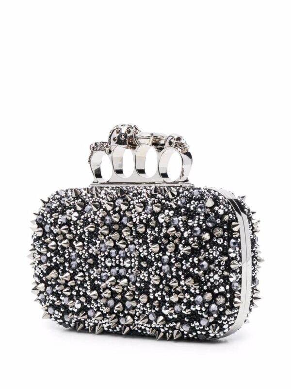 Alexander McQueen four-ring skull studded clutch - Image 3