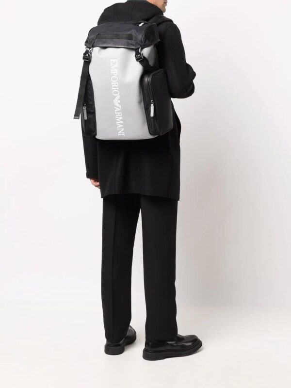 Emporio Armani logo-print two-tone backpack - Image 2