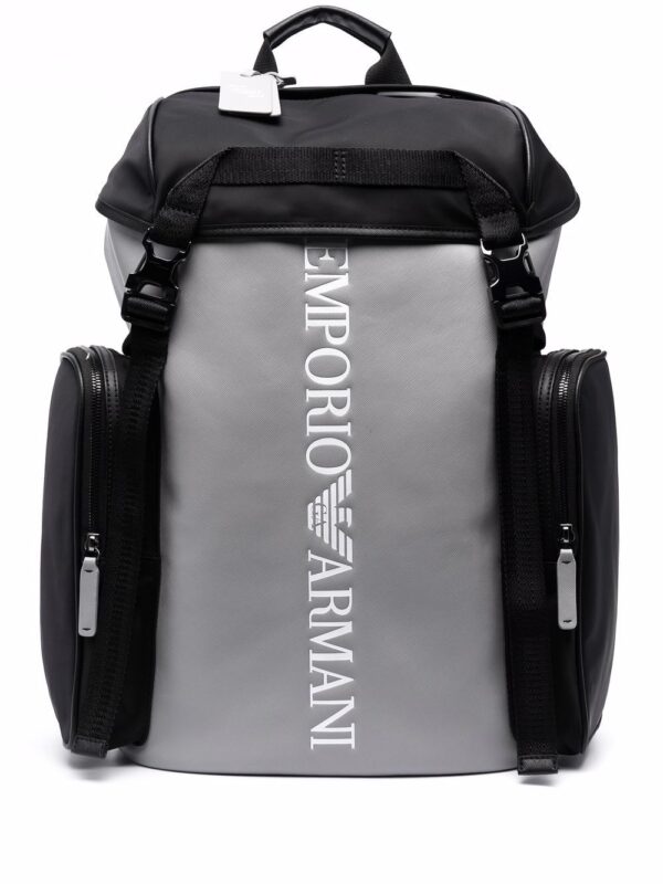 Emporio Armani logo-print two-tone backpack