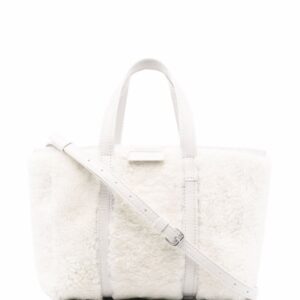 Balenciaga small Barbes East-West shearling shopper tote bag
