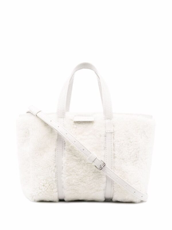 Balenciaga small Barbes East-West shearling shopper tote bag