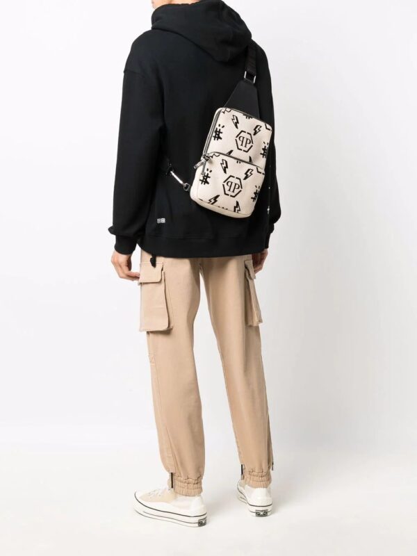 Phillip plein flocked monogram-print cross-body bag - Image 2