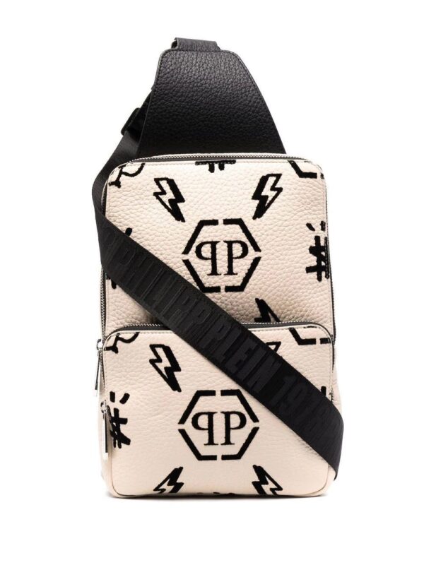 Phillip plein flocked monogram-print cross-body bag