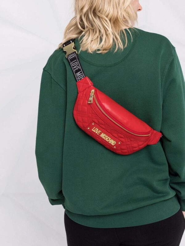 Love Moschino quilted logo plaque belt bag - Image 3