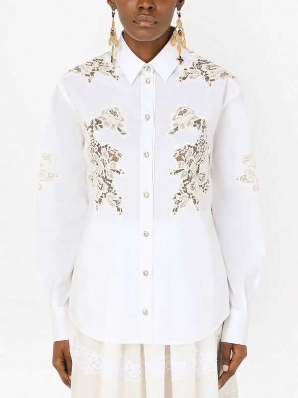 Dolce & Gabbana  lace-panelled long-sleeve shirt - Image 3