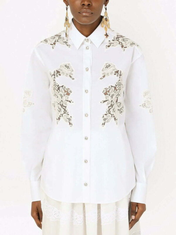 Dolce & Gabbana  lace-panelled long-sleeve shirt - Image 3