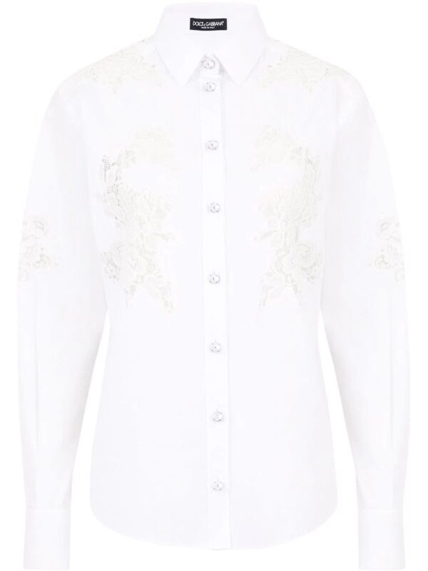 Dolce & Gabbana  lace-panelled long-sleeve shirt